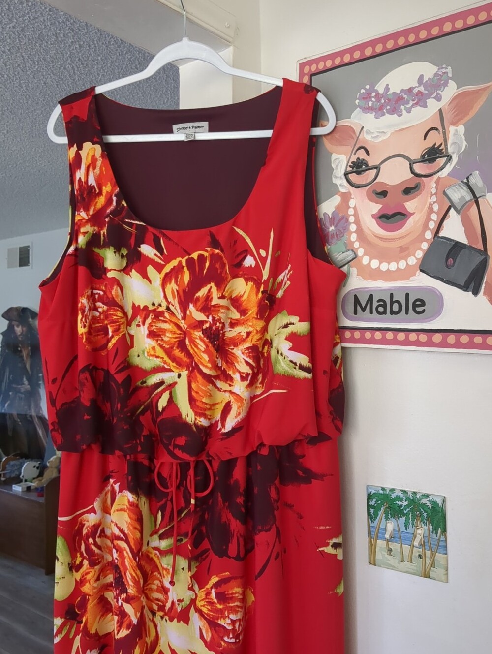 22W ❤️ SHELBY & PALMER Red Multi Floral Sleeveless Dress, Plus Size ~ 2X